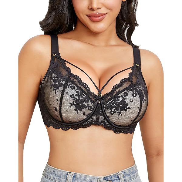 Anita Women's Bobette 5291 Padded Underwire Bra – Black 36F, Floral Lace Design - View #2