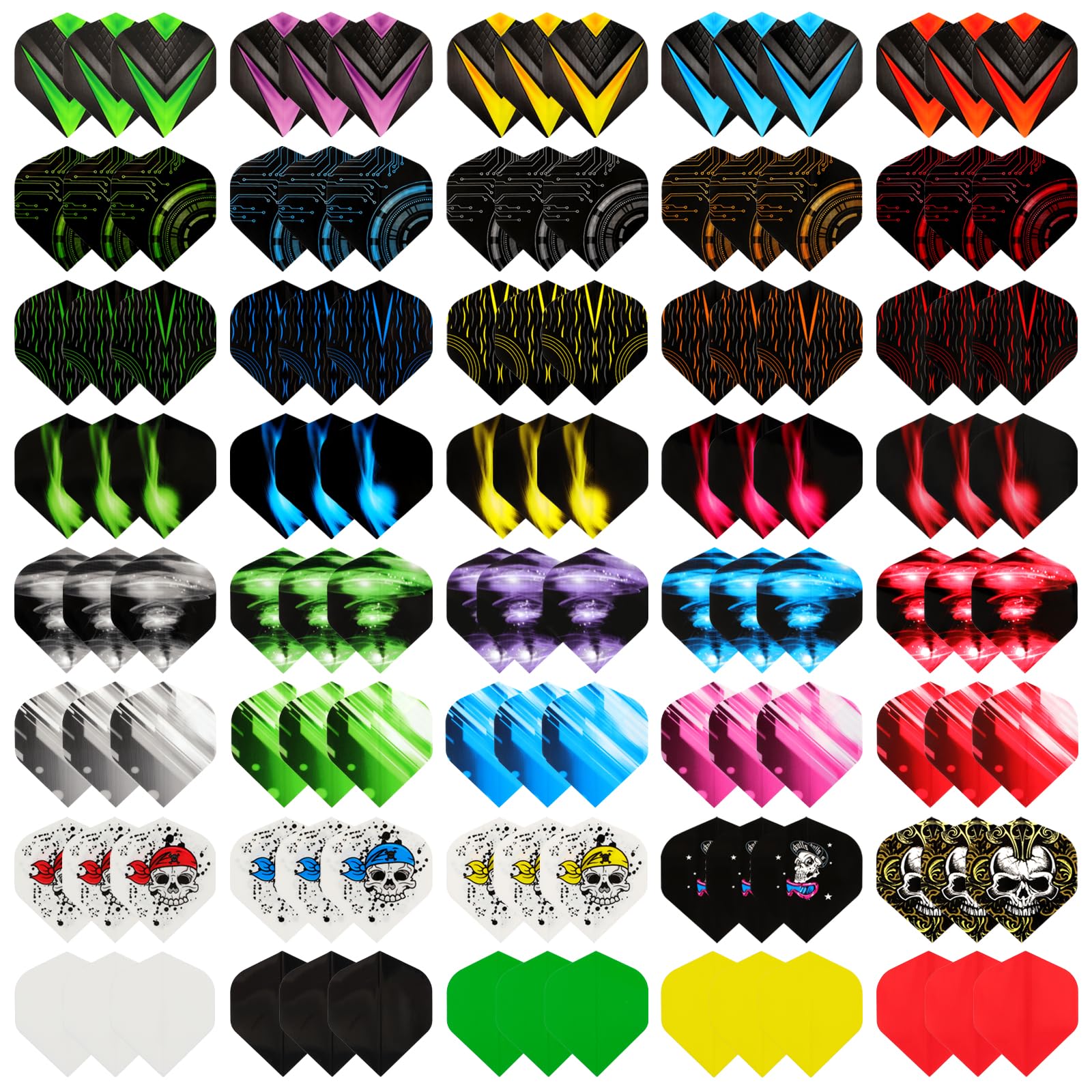 QKURT Dart Flight, 8 Styles 40 Sets 120 PCS Standard Shape Dart Flight Thick Dart Flight Set for Dart Game, PET Dart Flight for Soft Tip Steel Tip