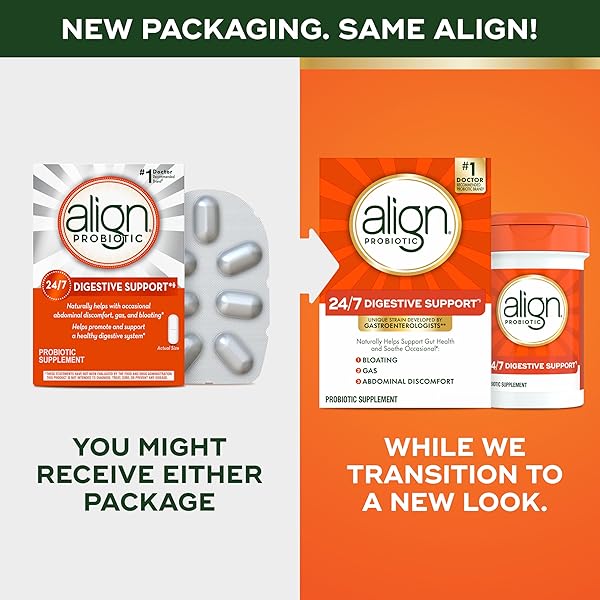 ALIGN PROBIOTIC, 24/7 DIGESTIVE SUPPORT*§, PROBIOTICS FOR WOMEN AND MEN, PROBIOTICS FOR DIGESTIVE HEALTH, MEN AND WOMENS PROBIOTIC CAPSULES HELP RELIEVE OCCASIONAL BLOATING & GAS*, 56 CAPSULES