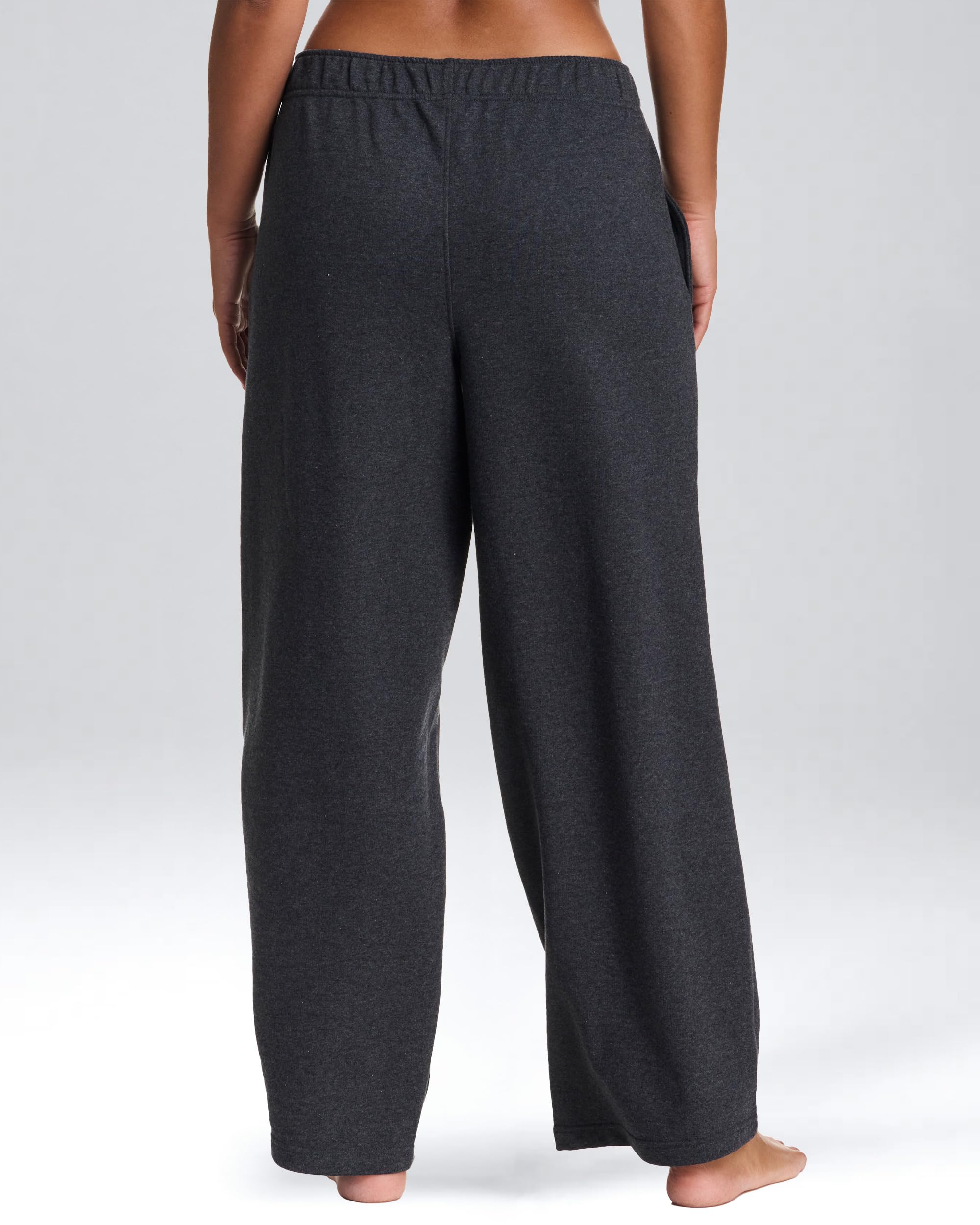 Bebe French Terry Baggy Sweatpants with Pockets, Wide Leg, Grey (Charcoal Heather, Medium)