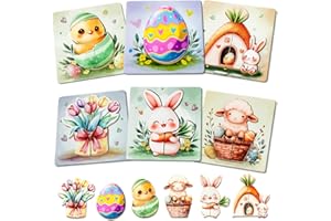MELONEGG Easter Toys 6 Pack Wooden Puzzles for Toddlers Montessori Toy for 1 2 3 4 Year Old Boys Girls Toddler Easter Gifts Easter Basket Stuffers & Fillers My First Easter Treats Toys