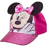 Disney Girls’ Minnie Mouse Glitter Baseball Cap – Minnie Mouse Costume Hat with 3D Ears (2-7)