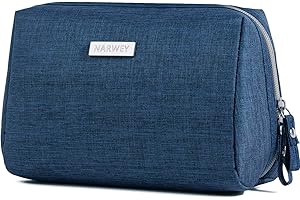 NARWEY Large Makeup Bag Zipper Pouch Travel Cosmetic Organizer for Women (Large, Navy Blue)
