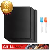 Tappetino Barbecue Accessori BBQ, 5 pezzi BBQ Griglia Tappetini 40x30 cm, riutilizzabile e facile da pulire, Stuoie Barbecue Antiaderente resistente al calore, per barbecue a gas, griglia a carbone