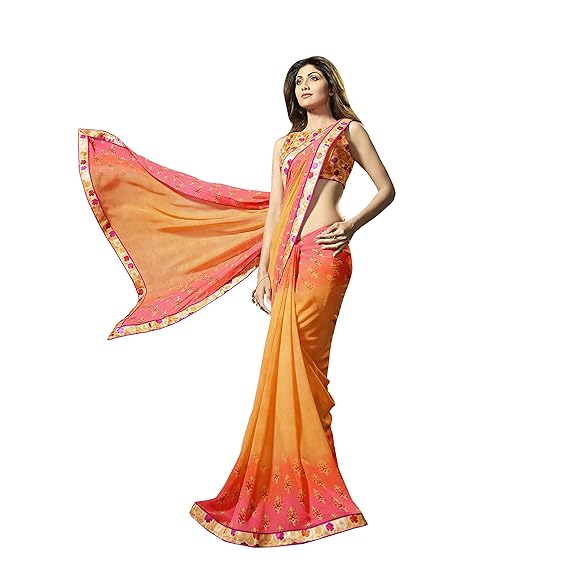 Womens Bhagalpuri Georgette Saree With Blouse (DHADKAN24013SHILPASSR01_Multicolored)