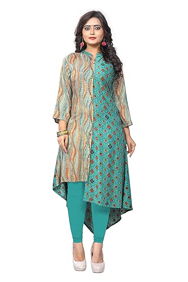 Navabi Export Womens Rayon Fabric Kurti (VF-KU-127_Turquoise)