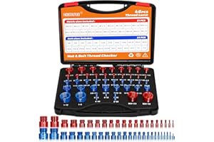 HONTAITUO 46 Nut and Bolt Thread Checker Standard and Metric,Bolt Size and Thread Gauge with 21 Standard & 25 Metric Bolt,Bolt and Nut Identifier Gauge,Suitable for Size Check on Tricky and Narrow Area