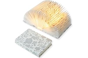 ZBOLE Floral Print Book Light,3-Color Book Lamp Book Lovers Gifts | 1200mAh Portable Foldable Paper Desk Lamp | Night Reading Bookshelf Lamp, Gifts for Women Birthday Ambient Lighting(White Silver)