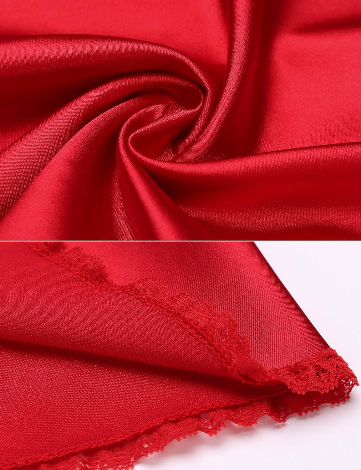 Avidlove Women Sexy Nightie Lace Babydoll Lingerie Satin Chmeises Satin Nightgown Dark Red Small: Clothing