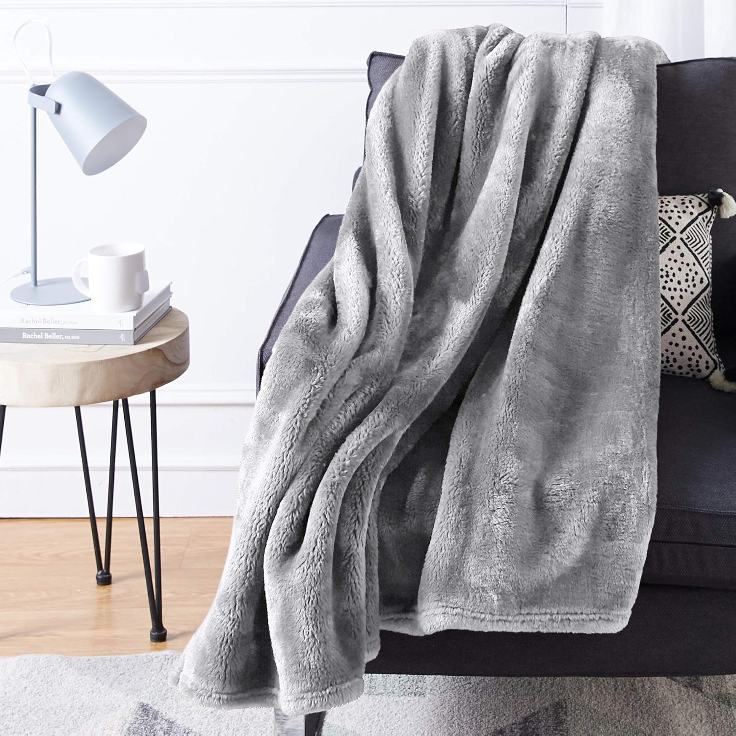 Basics Soft and Cozy, Plush Blanket - 50" x 60", Grey: Home & Kitchen