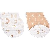 aden + anais Burpy Bib, 100% Cotton Muslin, Soft Absorbent 4 Layers, Multi-Use Burp Cloth and Bib, 22.5" X 11", 2 Pack, Keep Rising