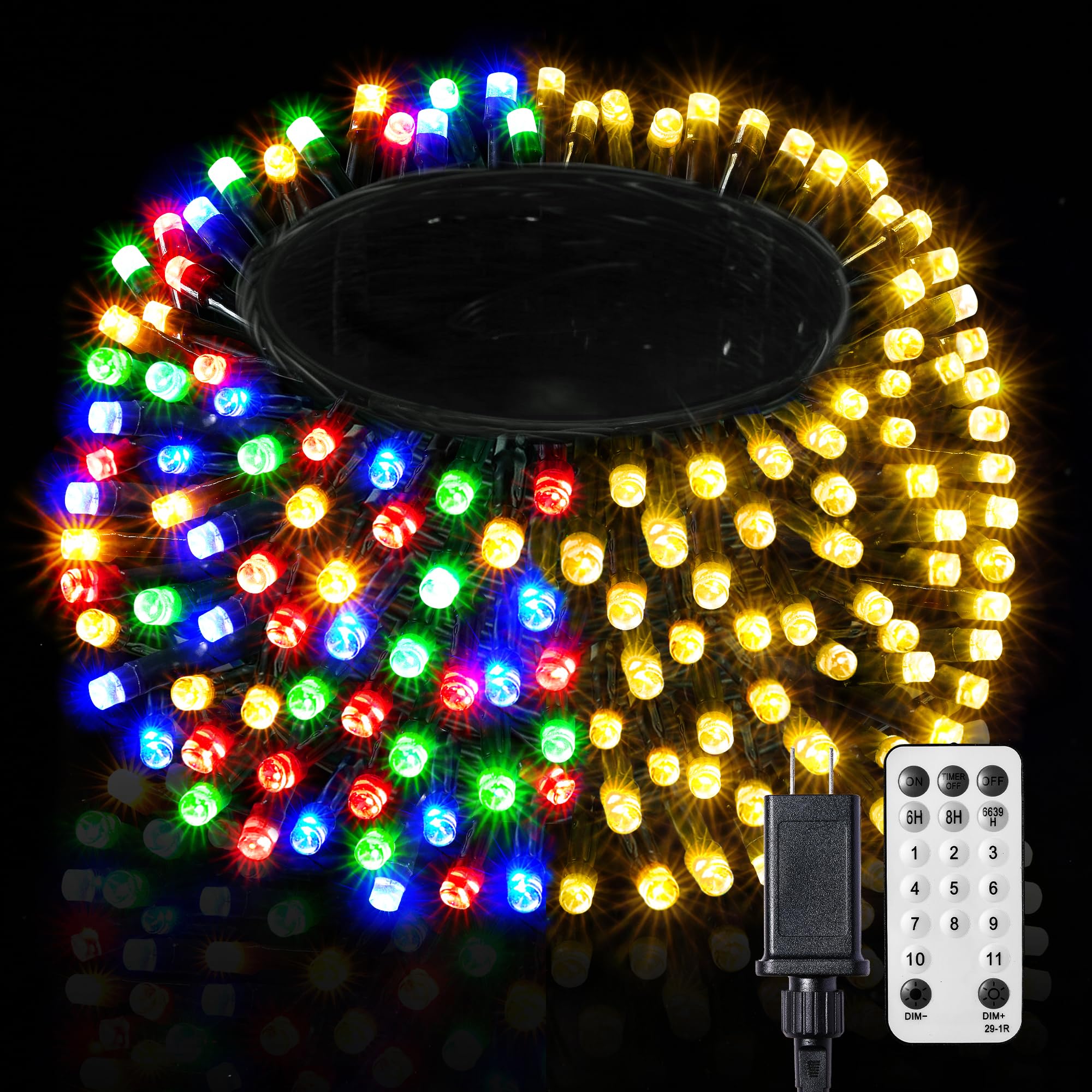 Photo 1 of BlcTec Christmas Lights, 300 LED 108FT UL Certified Color Changing Christmas Tree Lights with Remote, 11 Modes, Timer, Waterproof, Connectable String Lights for Xmas Décor, Warm White & Multicolor