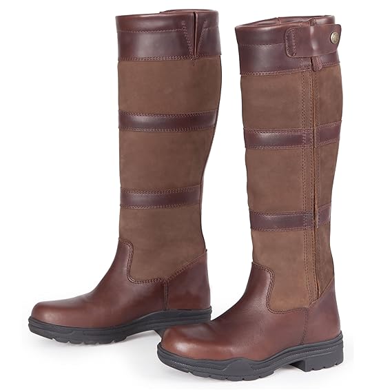 Shires Broadway Long Leather Riding boots with side zip Brown 41/7 Wide