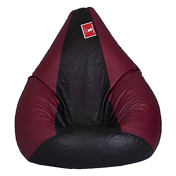 Comfy Bean Bags XXL Bean Bag Filled with Beans Filler (Black and Maroon)