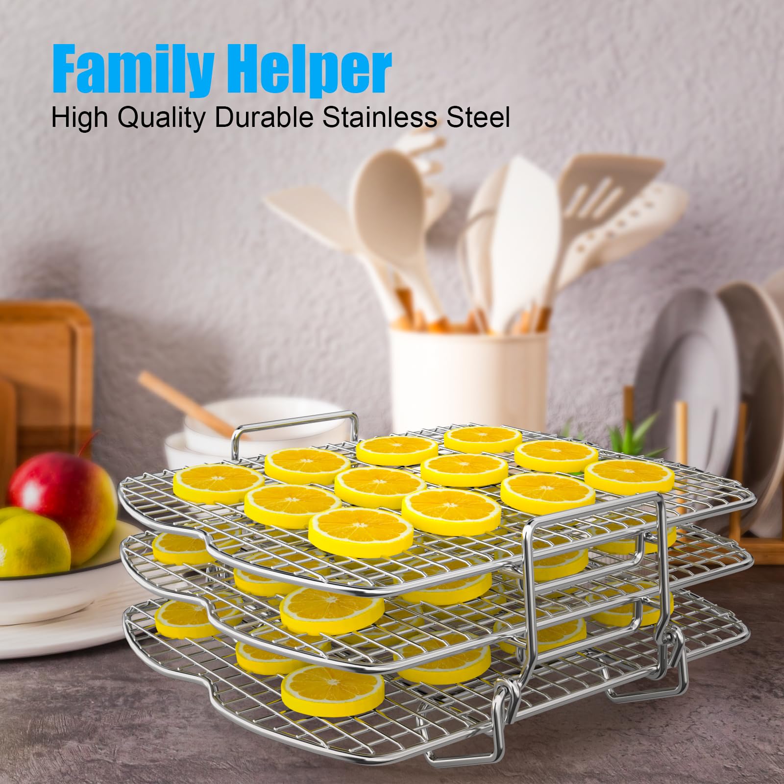 Dehydrator Rack for Ninja Foodi AG300 Grill, 3 Stackable Layers Dehydrator Rack Stand for Ninja Foodi AG300 Accessories, Rectangle Air Fryer Accessories for Ninja AG300 AG301 Foodi Grills