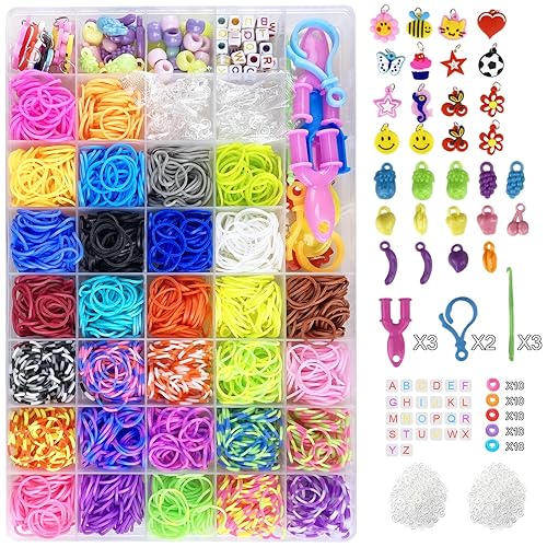 Jsdoin 2700+ Loom Bands Kit, 30 Colors Loom Rubber Bands with Clips Charms Beads and Other Accessories for DIY Friendship Bracelet Making Kits, Craft Kits, Best Halloween Christmas Birthday Gifts