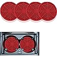4PCS Silicone Car Coasters,Unique Spider Web Non-Slip Car Cup Holder Coaster Car Interior Accessories,Universal 2.75 Inch Car Drink Coaster for Women Men (Red)