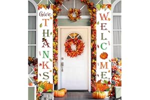 LABROSTAR Thanksgiving Decorations Indoor Outdoor GIVE THANKS Banner Porch Door Welcome Sign for Home Party Wall Autumn Decor Fall Decorations for Home 72"X12"