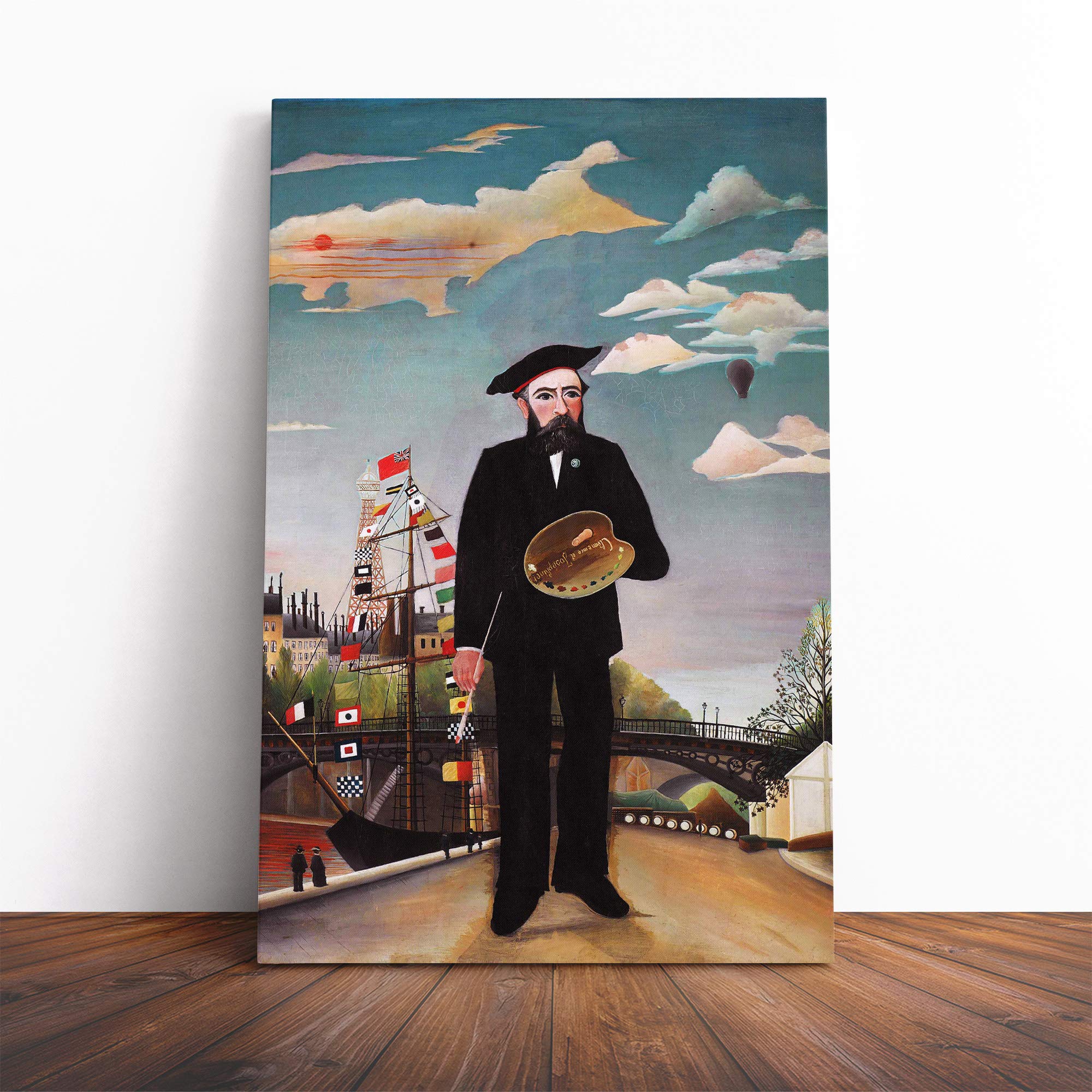 Henri Rousseau Self Portrait Canvas Print | Gallery Wrapped 30mm Frame Wall Art | 20x14 inches | Ready to Hang | Modern People Picture | Living Room Bedroom Lounge Office