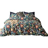 SUSYBAO Colorful Floral Duvet Cover Queen 100% Cotton Flower Duvet Cover 3 Piece Set 1 Multi-colored Cactus Botanical Duvet Cover with Zipper Ties 2 Pillowcases Luxury Soft Sunflower Print Bedding Set