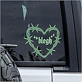 MYMKO Blegh Barbed Wire Heart Decal, Aesthetic Music Car Window Decals, 6 Inches UV DTF Tranfer Car Stickers, Metal Lovers Weatherproof Car Truck Window Bumper Sticker, Car Decals for Boy Girl