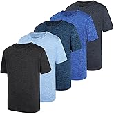 TAGIHOO 5 Pack Boys Athletic T-Shirt Kids Performance Quick Dry Short Sleeve for Youth
