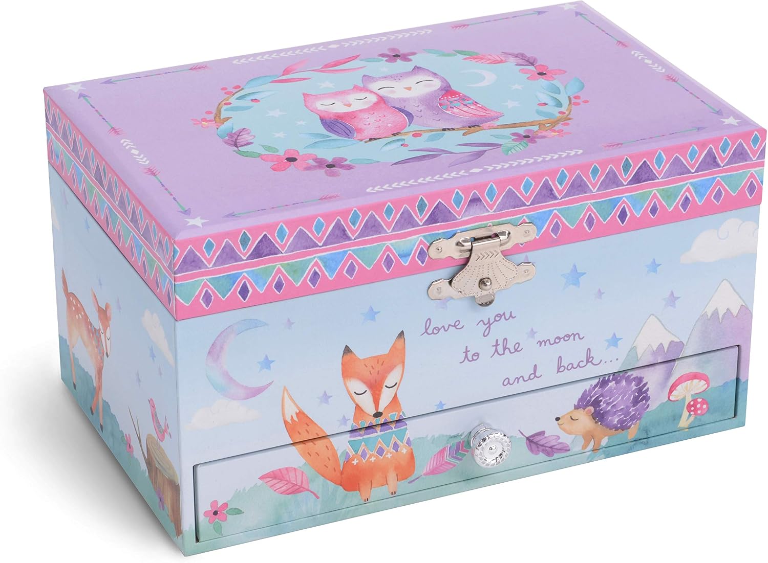 Jewelkeeper Girl's Musical Jewellery Storage Box with Pull-out Drawer, Woodland Owls Design, Twinkle Twinkle Little Star Tune - Image 3