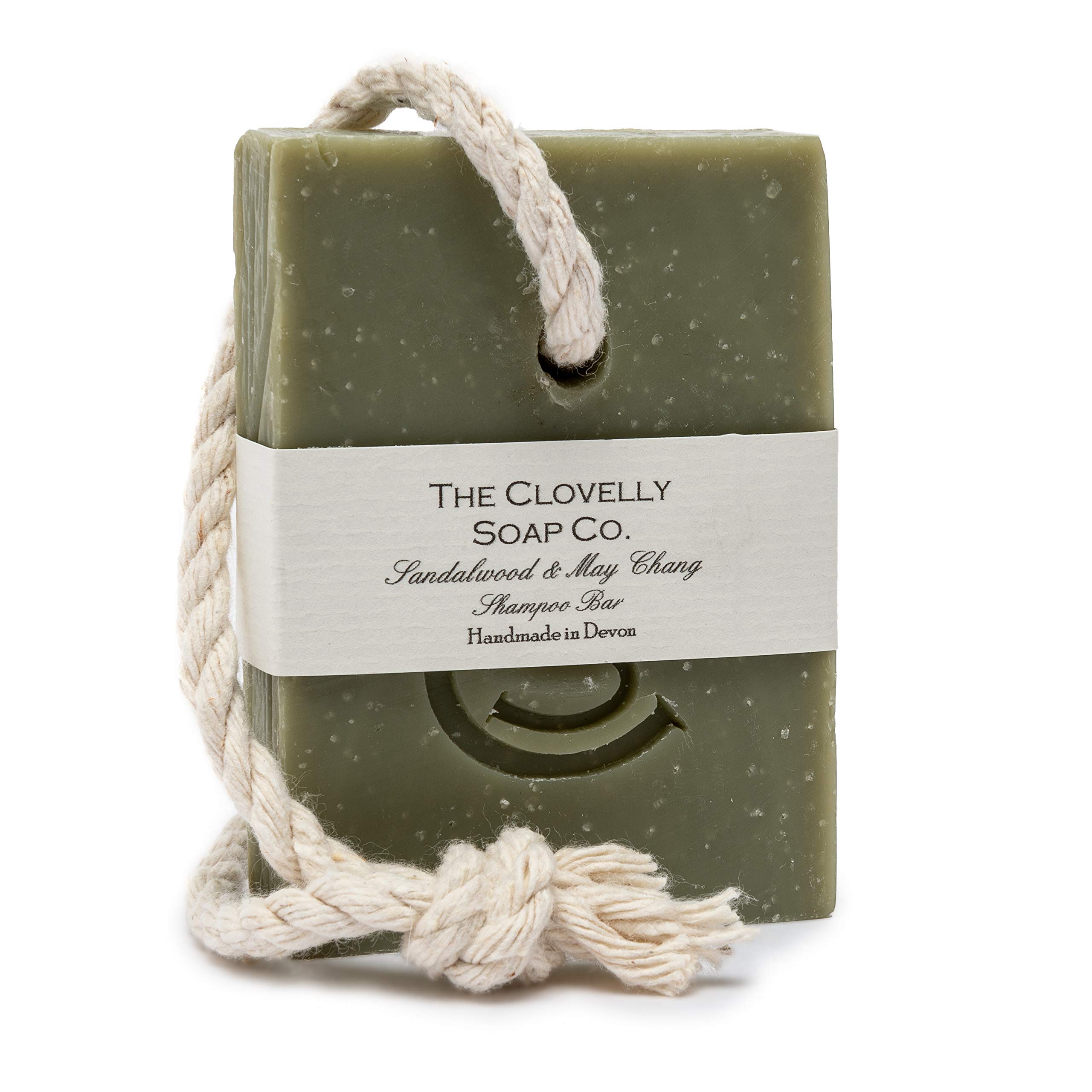 Clovelly Soap Co Natural Handmade Sandalwood & May Chang Shampoo Soap on a Rope Bar For All Skin Types 100g