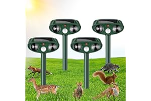 Thoveneth 4 Pack Ultrasonic Animal Repellent Cat Repellent Deer Repellent Devices Outdoor Solar Animal Deterrent Motion Activated Raccoon Repellent Dog Skunk Rabbit Squirrel for Garden Yard