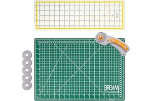W.A. PORTMAN WA Portman Rotary Cutter Set & Sewing Cutting Mat - 45mm Rotary Cutter for Fabric & 5 Blades - 12x18 Inch Fabric Mat - 6x18 Inch Quilting Ruler Cutting Wheel