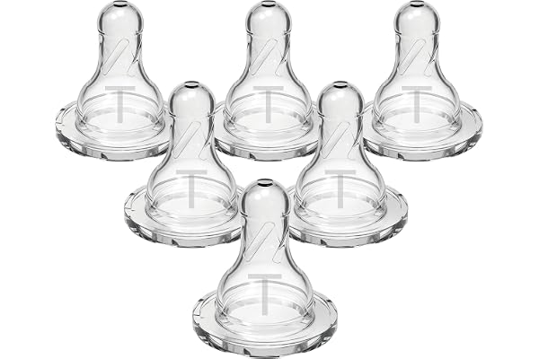 Dr. Brown’s Natural Flow Level T Narrow Baby Bottle Silicone Nipple, Slower Flow, 0m+, 100% Silicone Bottle Nipple, 6-Pack