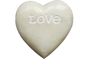 Creative Co-Op Soapstone Heart Decoration Engraved Love,White