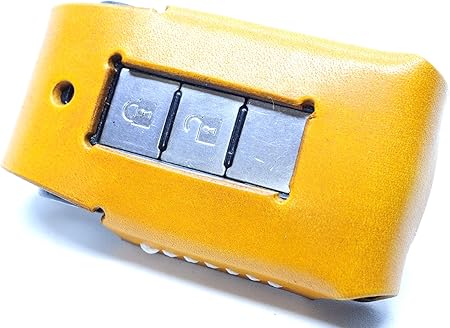 Amazon 新型デリカｄ5用ガソリン ディーゼル共用 レザーリモコンキーケースカバー 姫路産レザー100 手縫い イエロー キーケース キーホルダー 車 バイク