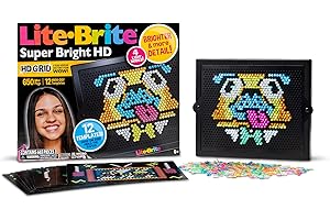Lite-Brite LED Max! Super Bright HD Lite-Brite - Incudes 325 Pegs, 12 Design Templates, Sleek Round Frame - Great Gift for Bo