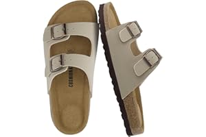CUSHIONAIRE Lane Kids Sandals, Comfortable Cork Footbed Slide with Adjustable Straps and Supportive Design for Boys and Girls