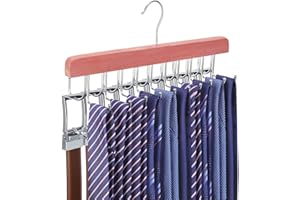 TOPIA HANGER Cedar 2 in 1 Belt Tie Hanger for Closet Max 30 Belts with 30 Ties Capacity, 20 Hooks Belt Tie Racks Hanger for C