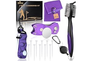 15PCS Golf Accessories Kit - Include Golf Club Cleaner Brush with Groove Cleaner Tool, Golf Ball Bag with Hook, Divot Tool wi