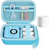 Kids Instant Print Camera Case for ESOXOFFORE Digital Video Cameras with 3 Rolls Paper Refill, Toddler Film Camera Storage Holder Bag with Mesh Pocket for Thermal Paper Accessories (Box Only)- Blue