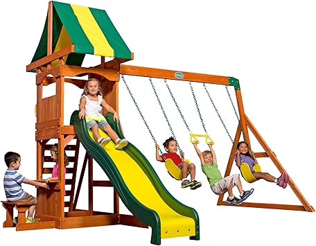 Amazon.com: Backyard Discovery juego de columpios Weston de madera de