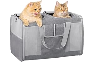Sedioso Large Cat Carrier for 2 Cats, 21.7X 13.8X 13.8in Pet Carrier for Cat and Dog Up to 38lbs, All-Sided Mesh Cat Carriers with Great Ventilation, Portable Soft Sided Pet Carriers for Traveling