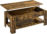 Yaheetech Lift Up Coffee Table Rustic Brown 120x60 cm with Hidden Drawer