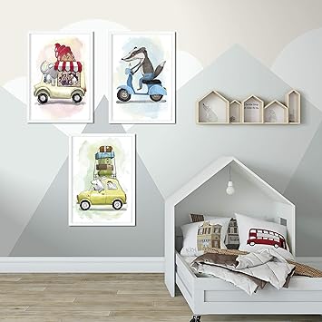 Will Ruby 3er Set Poster Fahrzeuge A4 Dachs Elefant Huhn Hund Kinderzimmer Print Deko Wandgestaltung Tiere Fahrzeuge Amazon De Kuche Haushalt
