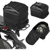 RAINSMORE Motorcycle Tail Bag 22-34L Expandable Motorcycle Rear Seat Bag | Helmet Storage, Waterproof 1680D with Rain Cover,Converts to Backpack,Detachable Shoulder Strap for Touring &amp; Commuting