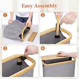 Lifewit Bamboo Toilet Roll Storage Basket Holder Stand 23L Grey view 6