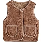 YAGATA Toddler Puffer Vest Boys Girls Fleece Vest Puffy Toddler Boy Sleeveless Jacket Coat with Removable Hood
