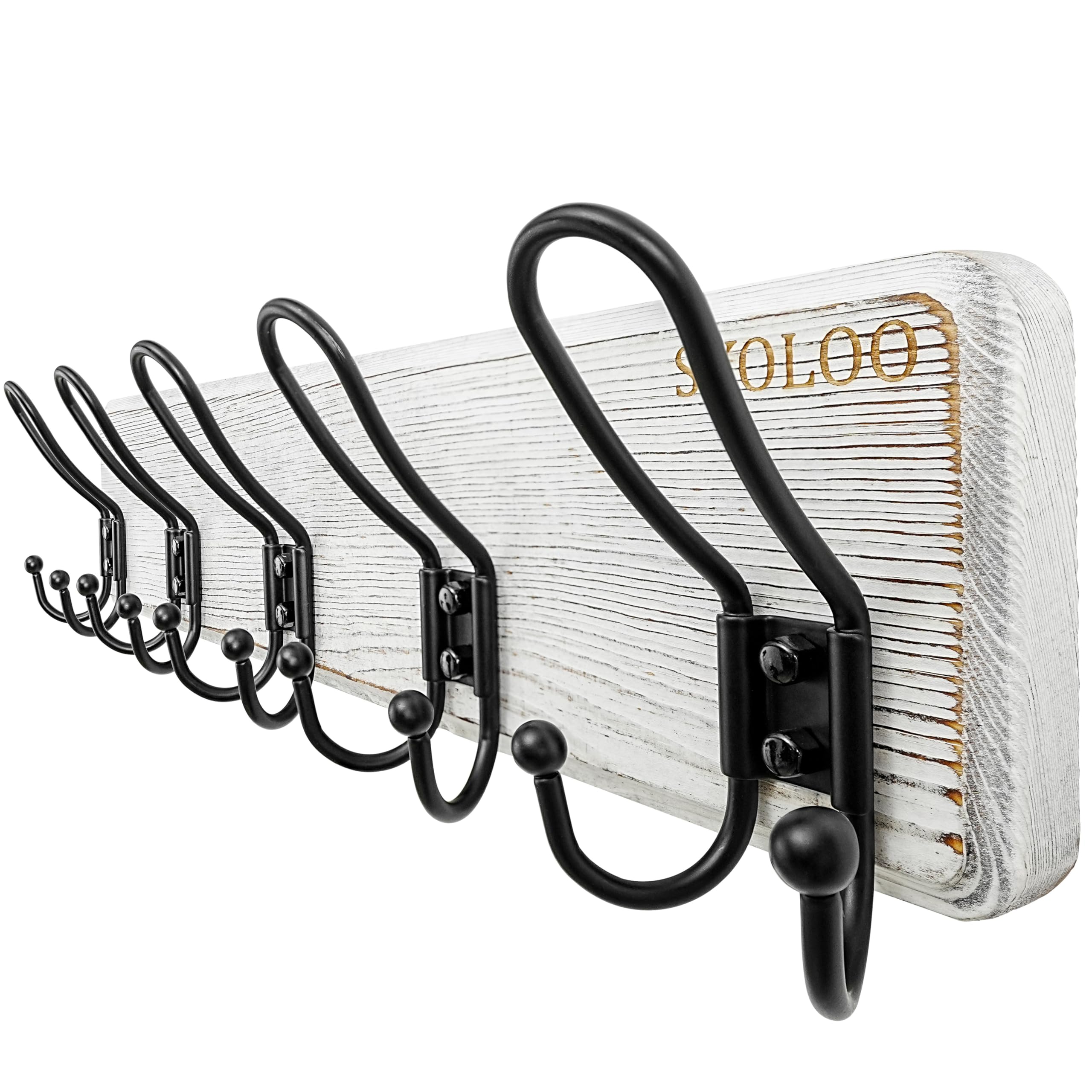 Photo 1 of SKOLOO Sturdy Coat Rack Wall Mount with 5 Triple Hangers - Ideal for Heavy Bags, Jackets, and Coats - No Assembly Required - Durable Iron Design - Perfect for Porche, Mudroom, and Entrance?White