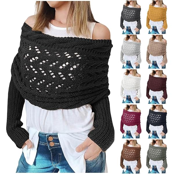 Scarf with Sleeves for Women Autumn Winter Hollow Lengthening