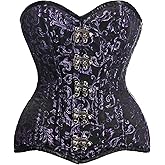 Daisy corsets womens Daisy Corsets Top Drawer Curvy Black/Purple Brocade Double Steel Boned Overbust Corset