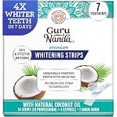 GuruNanda Teeth Whitening Strips - 4X Whiter Teeth, 7-Day Whitening Kit | Non-Slip 4 Layer Dry Strip Technology|With Coconut Oil|Promotes Brighter Smile|Gentle on Enamel|Easy to Apply Teeth Whitener