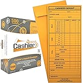 500 Cashier Depot EZ400 Cashier's Deposit Report Envelope, 4 1/8" x 9 1/2", Sturdy 24lb. Brown Kraft, Cash Drop Envelopes For Hotels, Restaurants, Gas Stations & Retailers, 500/Box